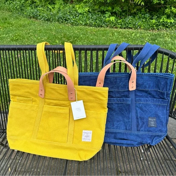 NWT Immodest Cotton Indigo canvas construction tote